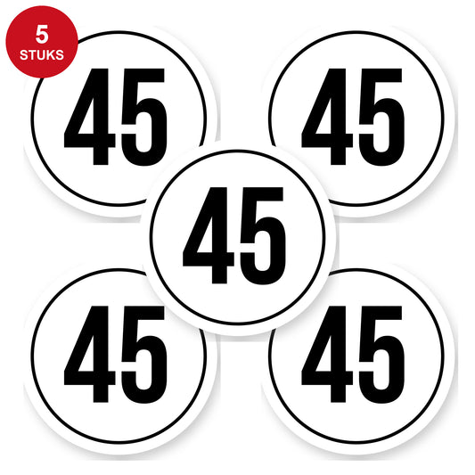 Tempo 45 sticker 20 cm | 5 stuks | Weersbestendig vinyl - 5 stuks