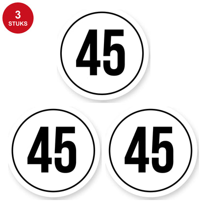 Tempo 45 sticker 30 cm | 3 stuks | Weersbestendig vinyl - 3 stuks