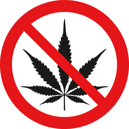 Verboden drugs te gebruiken sticker, rood-wit rond pictogram, 20 cm