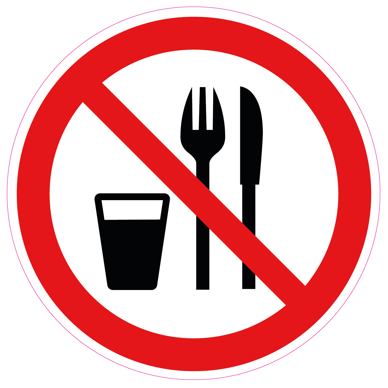 Verboden eten en drinken sticker bestek 15 stuks van 5 cm - Ricard