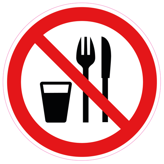 Verboden eten en drinken sticker bestek 15 stuks van 5 cm - Ricard
