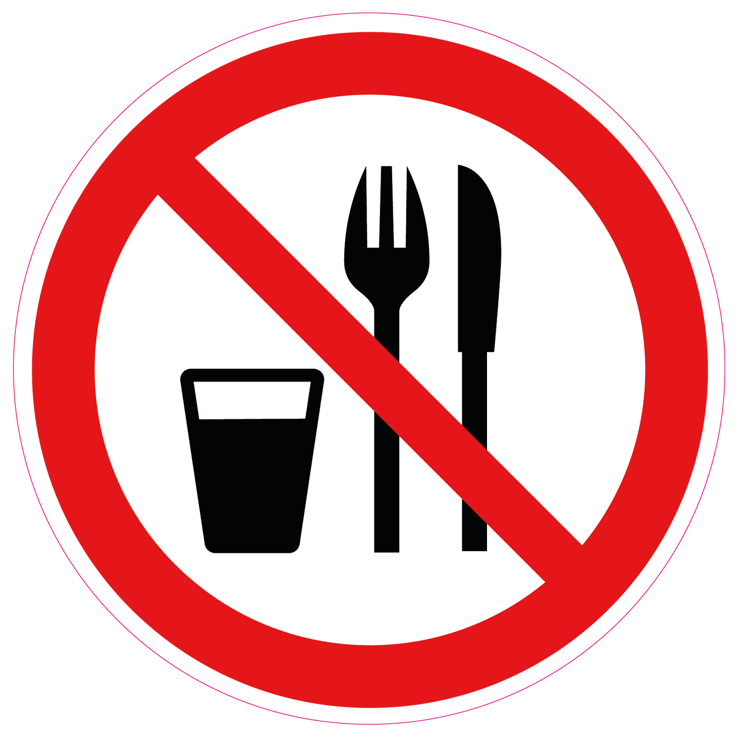 Verboden eten en drinken sticker bestek 5 stuks van 20 cm - Ricard