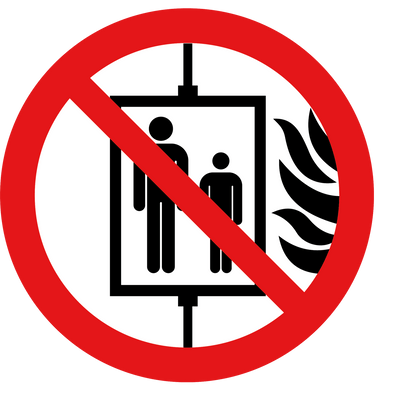 Verboden lift te gebruiken bij brand sticker 5 stuks van 20 cm - Ricard