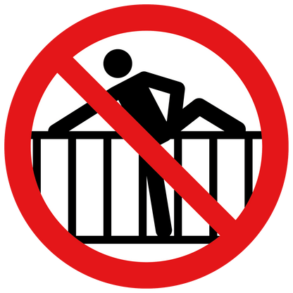 Verboden over het hek te klimmen sticker, rood-wit rond pictogram, 20 cm
