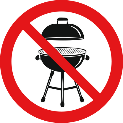 Verboden te barbecueën stickers | 5 Stuks 20 cm | Pictogram sticker | Vinyl