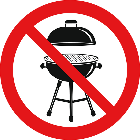 Verboden te barbecueën stickers | 5 Stuks 20 cm | Pictogram sticker | Vinyl