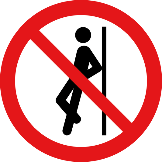 Verboden te leunen sticker 20 cm