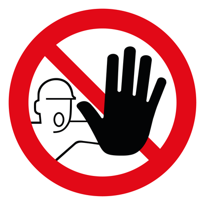 Verboden toegang sticker, rond rood-wit pictogram, 5 stuks van 20 cm