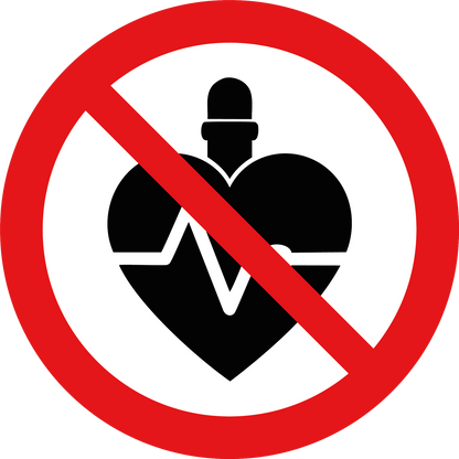 Pacemaker verboden sticker, ISO 7010 P007, rood-wit rond pictogram, 20 cm