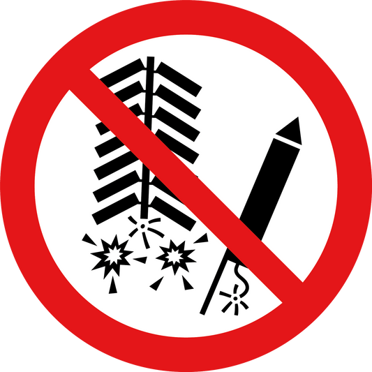 Verboden vuurwerk af te steken stickers | 10 Stuks 10 cm | Pictogram sticker | Vinyl