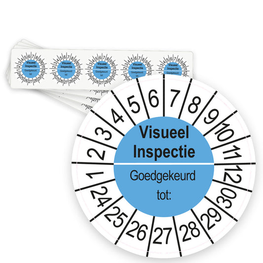 Keuringsstickers Visueel Inspectie Goedgekeurd tot, 50 stuks, blauw