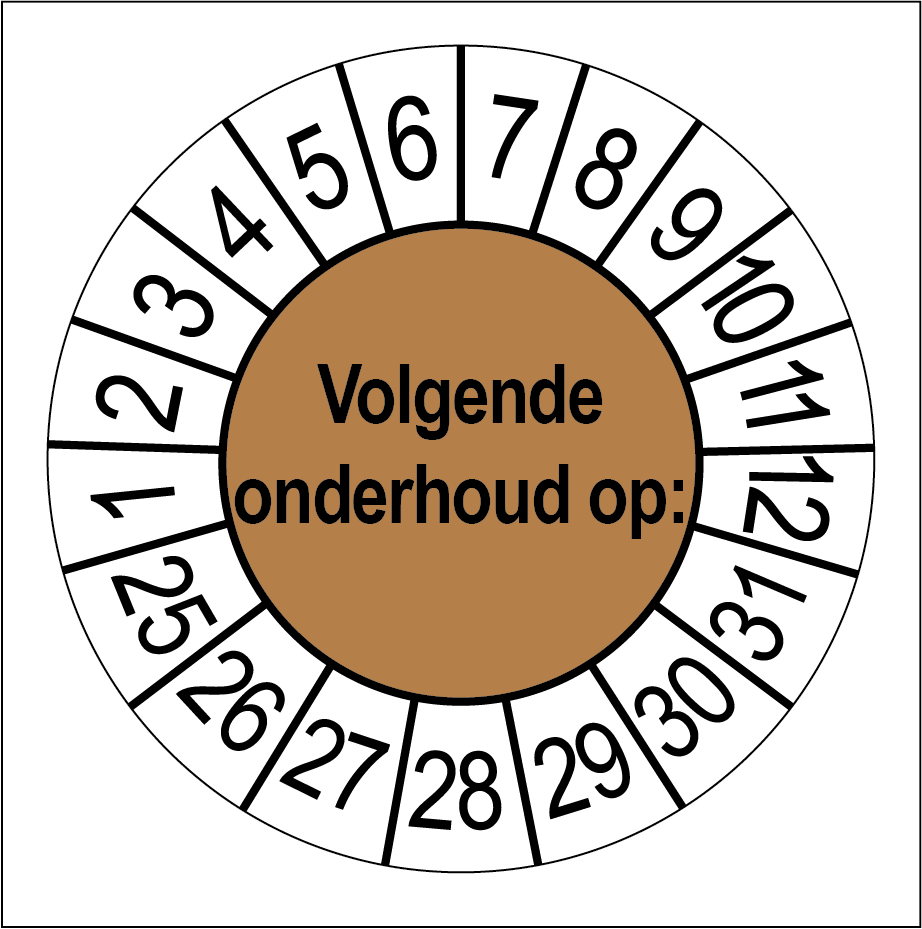 Keuringsstickers Volgende Onderhoud Bruin - Rond 35 mm - Ricard