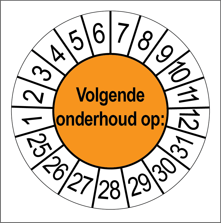 Keuringsstickers Volgende Onderhoud Oranje - Rond 35 mm - Ricard