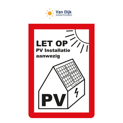PV-sticker met alleen een eigen logo boven het waarschuwingsplaatje