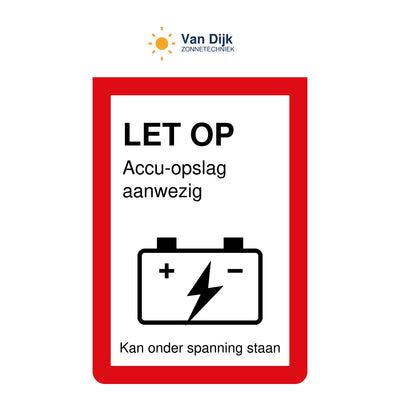 Accu-sticker 35 x 60 mm met alleen een eigen logo boven het waarschuwingsplaatje