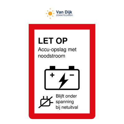 Noodstroom-sticker 35 x 60 mm met alleen een eigen logo boven het waarschuwingsplaatje