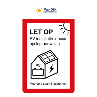 PV- en accusticker 35 x 60 mm met alleen een eigen logo boven het waarschuwingsplaatje