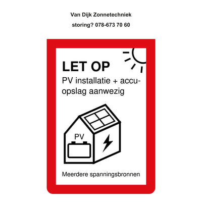 PV- en accusticker 35 x 60 mm met drie regels eigen tekst en zonder logo