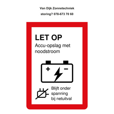 Noodstroom-sticker 35 x 60 mm met drie regels eigen tekst en zonder logo