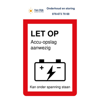 Accu-sticker 35 x 60 mm met eigen logo en tekst in een eigen kleur
