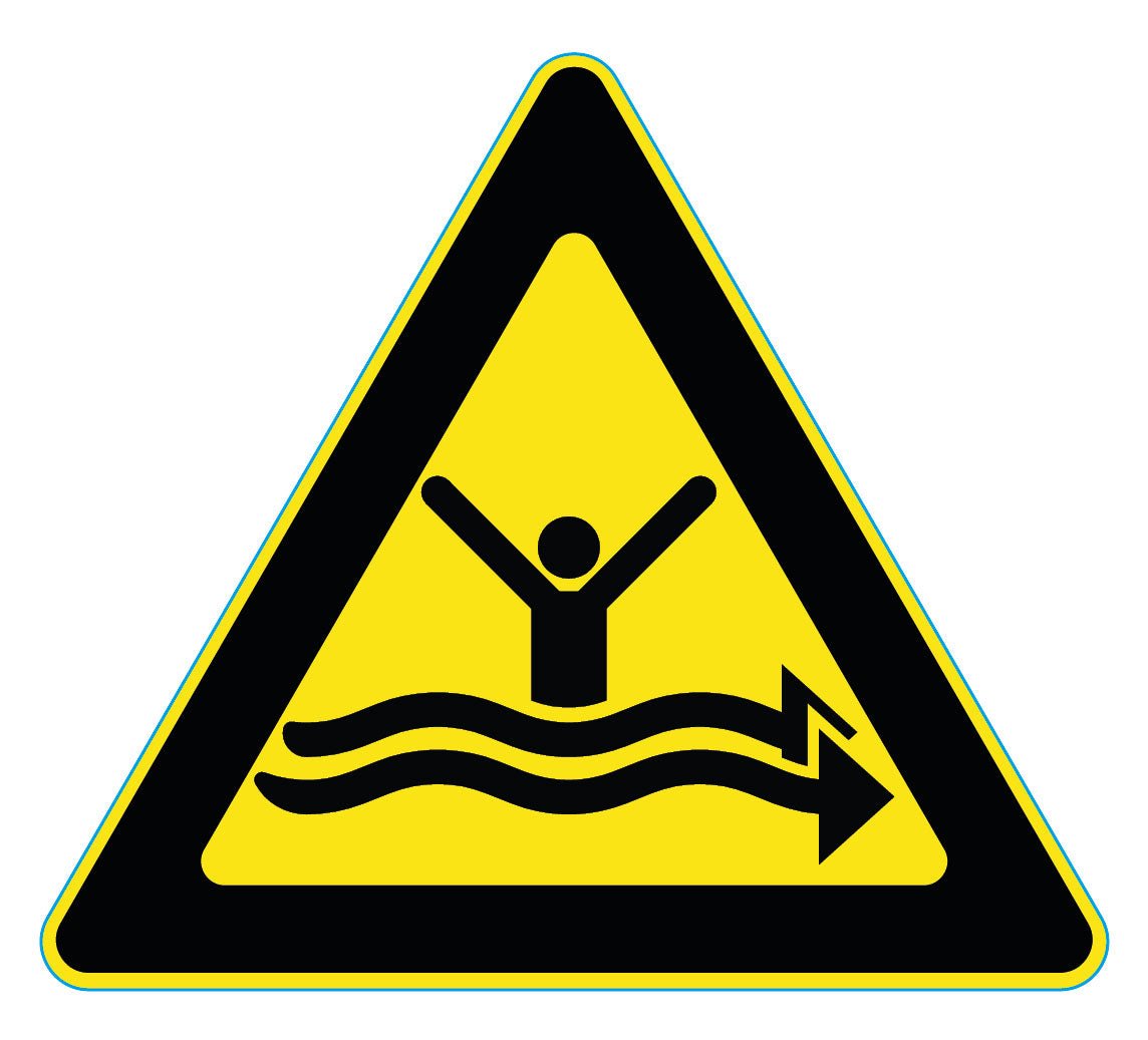 Waarschuwingssticker Sterke Stroming | ISO 7010 W057 | Waterveiligheid - Ricard Pictogram stickers - 8718133052095